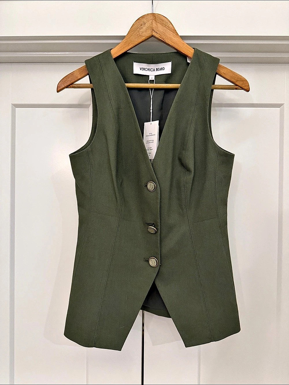 Veronica Beard Alpina Vest in Green Size 4 NWT